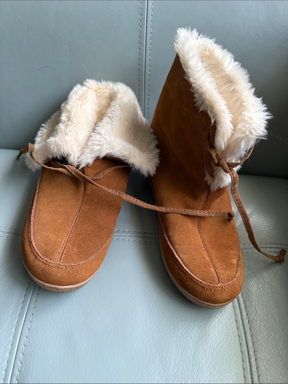 Madewell Chestnut Suede Faux-Fur Lined Ankle Boots